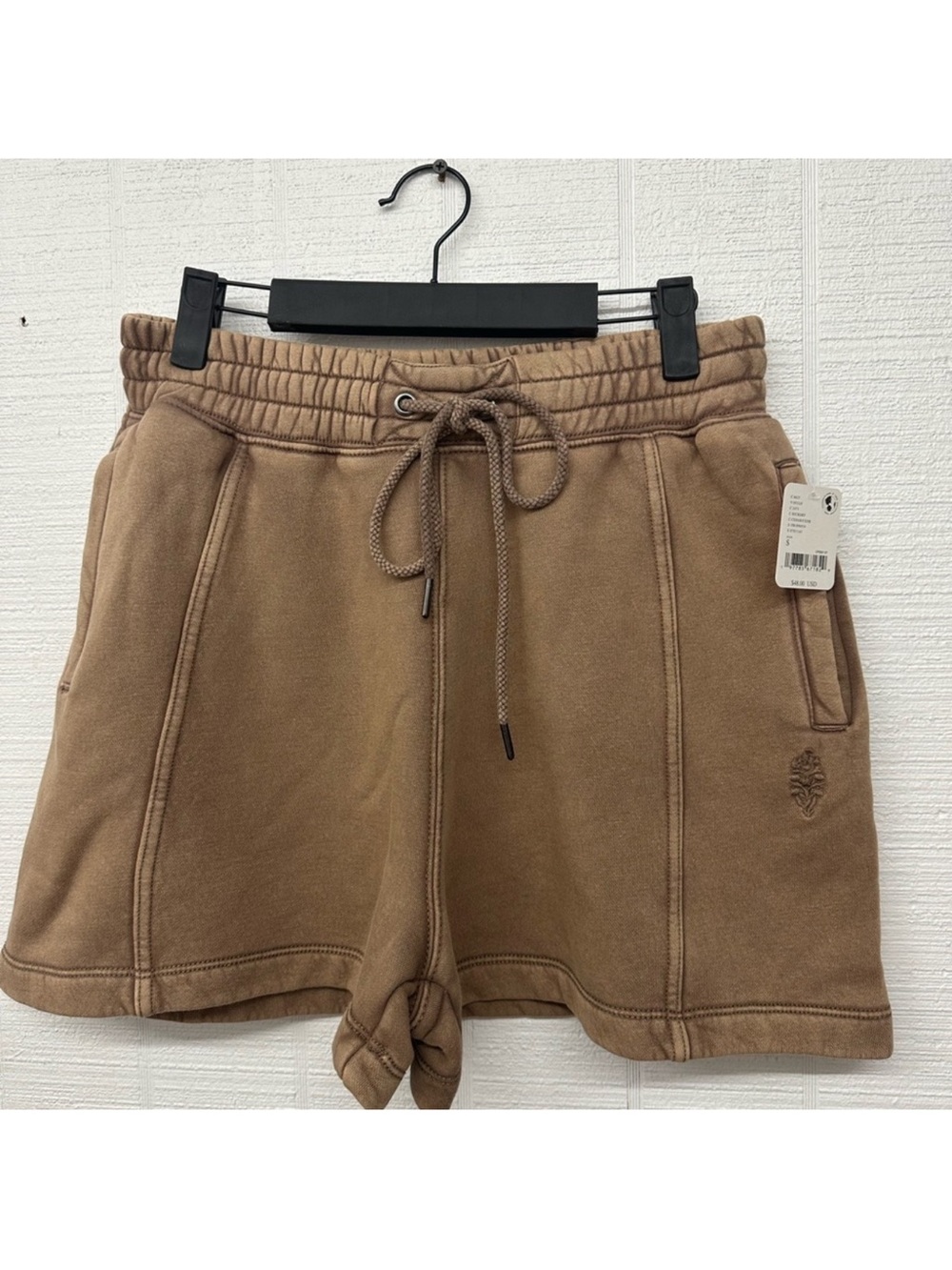 Free People Cozy Drawstring Terry Shorts in Brown